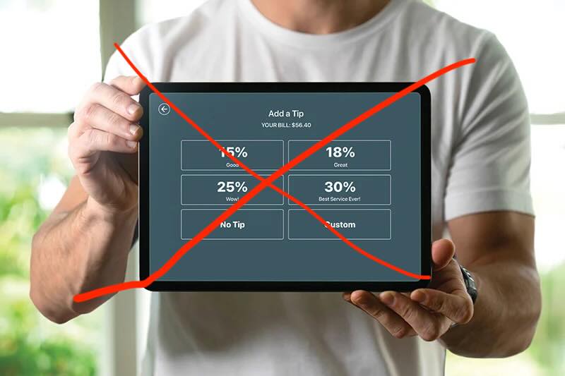 Add a Tip screen showing tip percentages